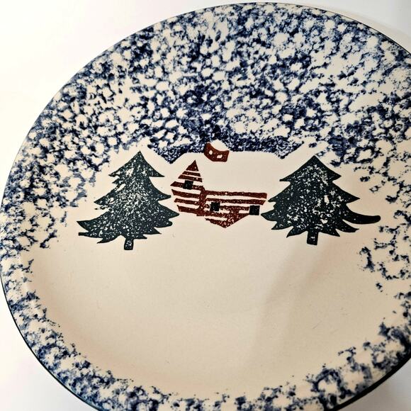 12" Chop Plate (Round Platter) Cabin In The Snow by Tienshan - Picture 1 of 4